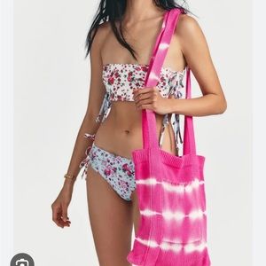 Love shack fancy focault crossbody bag in hibiscus hand dye